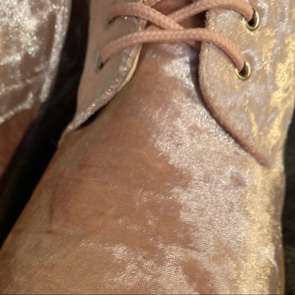 Light Pink Velvet Doc Marten Style Boots. Add to purchase of $25+ for $15. - Picture 4 of 5